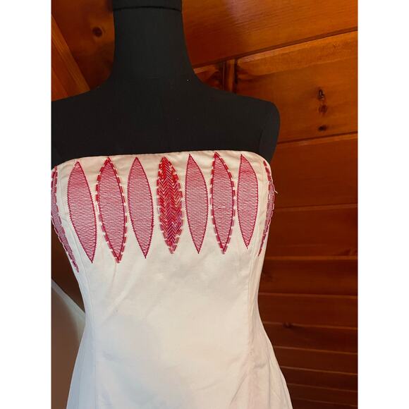 Coast Hand Beaded Cotton Blend White Strapless Tube Dress sz 8 - Picture 3 of 10